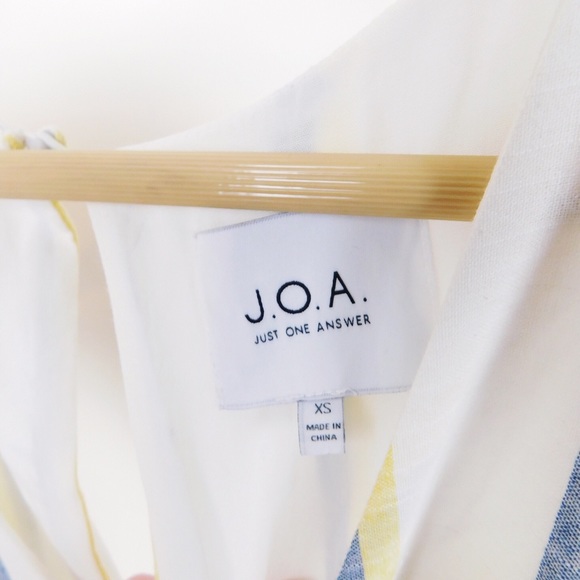 JOA White Striped Faux Wrap Fit & Flare Dress - Picture 6 of 7